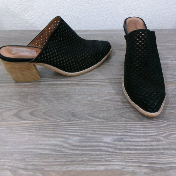Jeffrey Campbell Shoes - Jeffrey Campbell FAVELA Black Suede Heeled Mules 9 Genuine Suede Leather Slip On